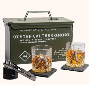High Caliber Whiskey Set with Bullet Glasses old fashioned